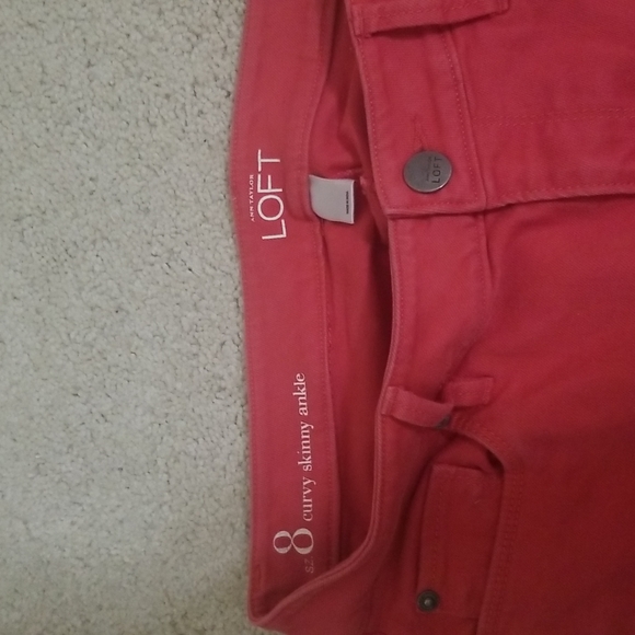 LOFT Ann Taylor Curvy Ankle Skinny Red jeans - Picture 6 of 8